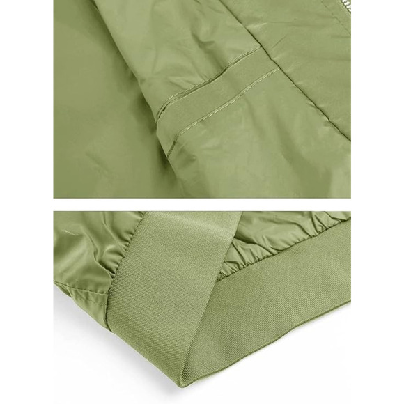 Men's Bomber Lightweight Jacket-Spring Fall Casual Thin Full Zip Olive Green L - Picture 6 of 6